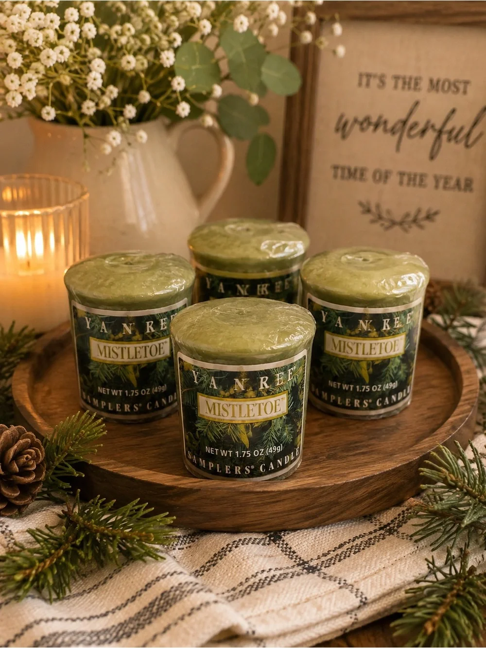 Yankee Candle Mistletoe Green Votive Samplers (Set of 4)